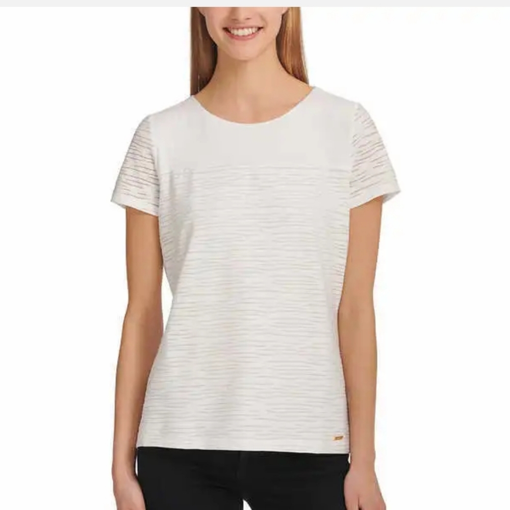 Calvin Klein White Short Sleeve Textured Tee